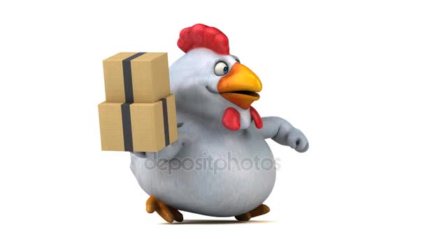 Cartoon character holding boxes — Stock Video