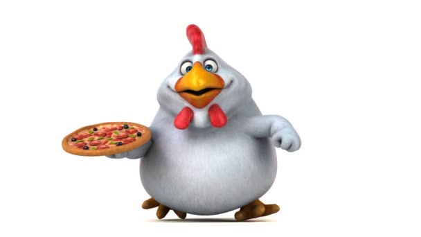 Komik karikatür karakter holding pizza — Stok video