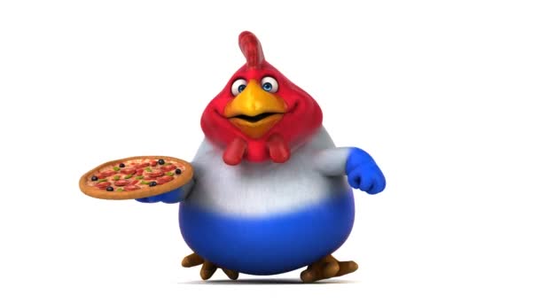 Kreslená postava drží pizza — Stock video