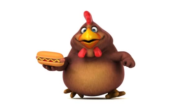 Zeichentrickfigur mit Hotdog — Stockvideo