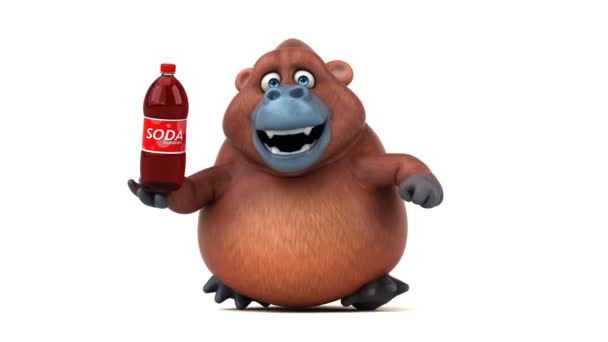 Orangutan holding soda — Stok video