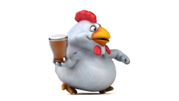 Funny cartoon character holding beer — Stock Video
