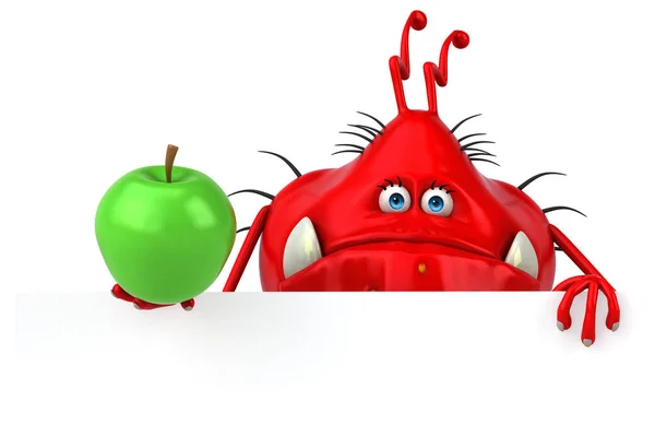 Cartoon character holding apple — Stock Photo, Image