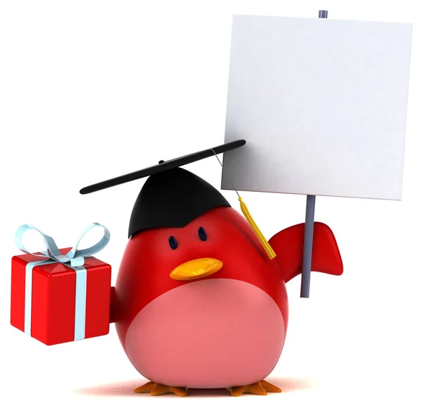 Cartoon character holding present — Stock Photo, Image
