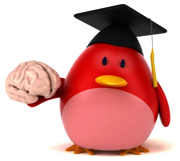 Cartoon character holding brain — Stock Photo, Image