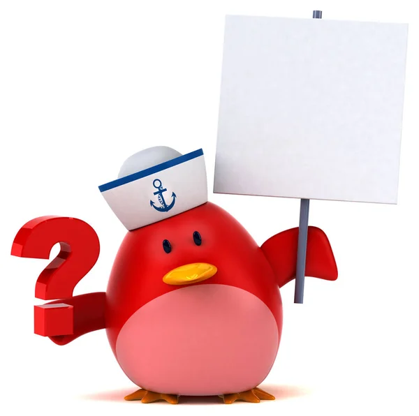 Cartoon character holding question mark — Stock Photo, Image