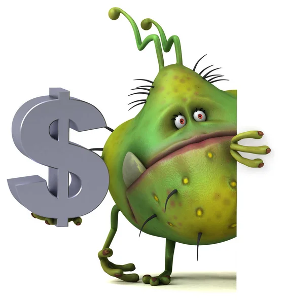 Cartoon character holding dollar — Stock Photo, Image