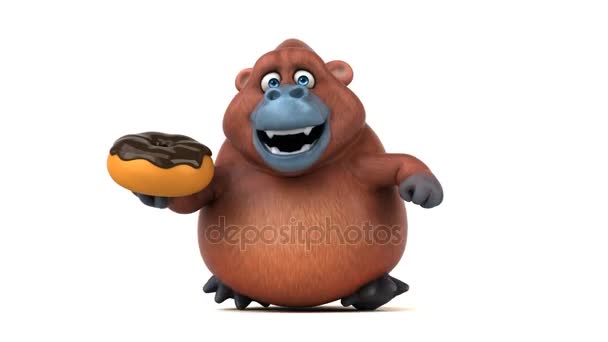 Orangutan  holding donut — Stock Video