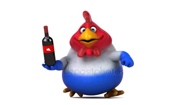 Cartoon character holding wine — Stock Video