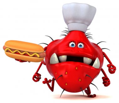 eğlenceli çizgi film karakteri holding hotdog  