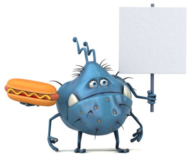 eğlenceli çizgi film karakteri holding hotdog  