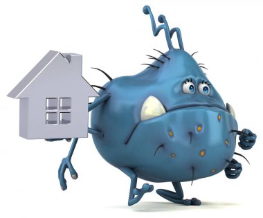 Evi işaret tutan çizgi film karakteri 