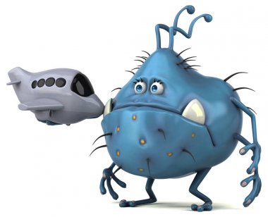 çizgi film karakteri holding uçak