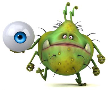 komik karikatür karakter holding göz