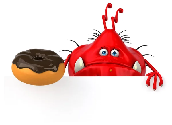 Personagem de desenho animado segurando donut — Fotografia de Stock