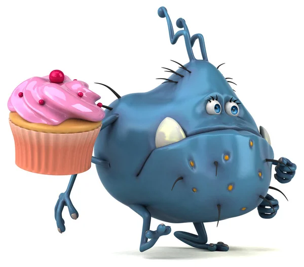 Personaggio dei cartoni animati che tiene cupcake — Foto Stock