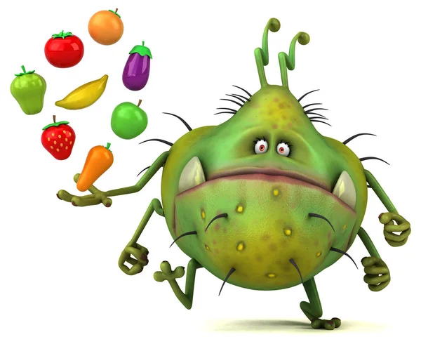 Cartoon character holding fruits and vegetables — Stock Photo, Image