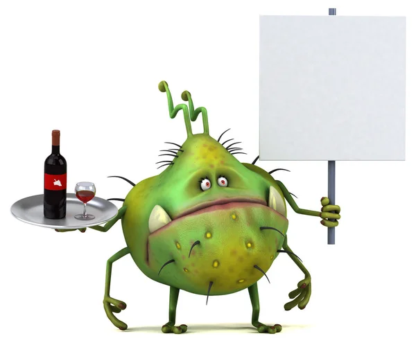 ワインを入れる漫画のキャラクター — ストック写真