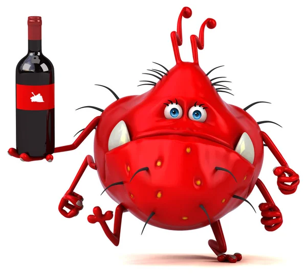 Cartoon character holding wine — Stock Photo, Image