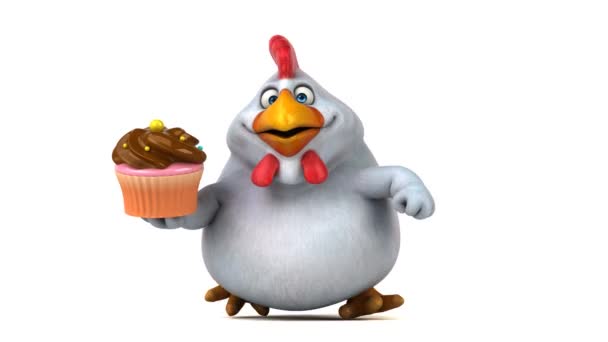 Cartoon character holding cupcake — Stock Video