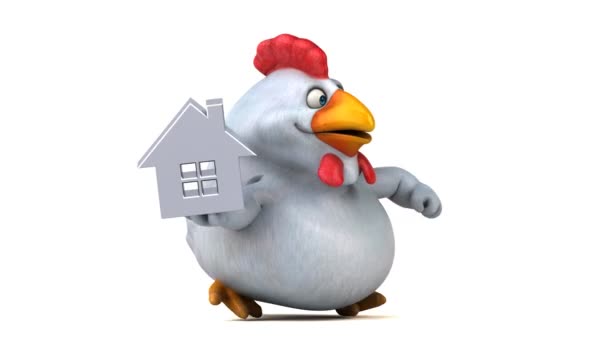 Cartoon character holding house — Stock Video