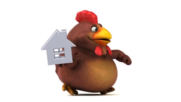 Cartoon character holding house — Stock Video