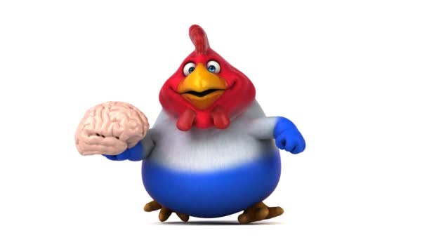 Fun chicken holding  brain — Stock Video