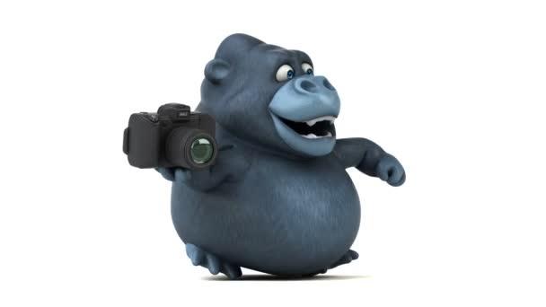 Cartoon character holding camera — Stock Video