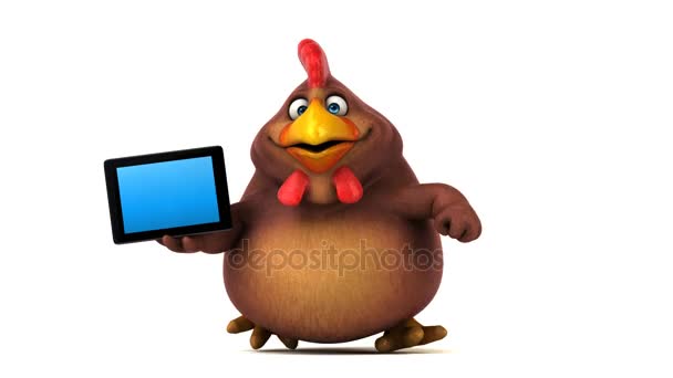 Lustige Cartoon-Figur mit Tablet — Stockvideo