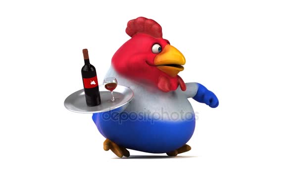 Cartoon character holding wine — Stock Video