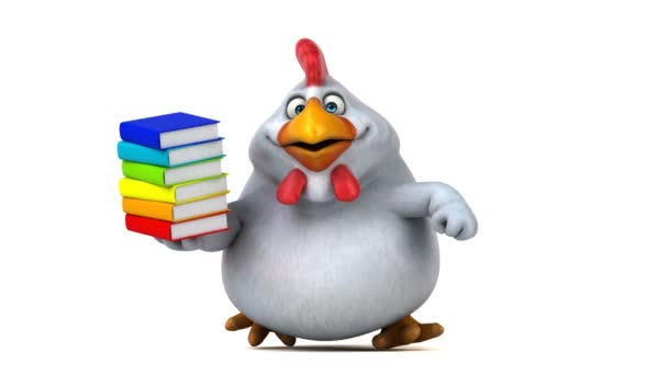 Cartoon character holding books — Stock Video