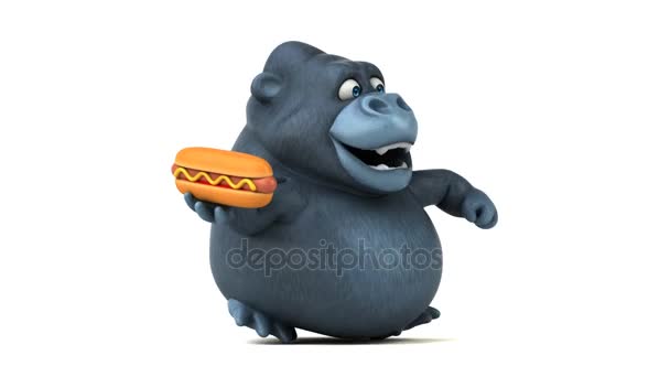 Hotdog gospodarstwa goryl — Wideo stockowe