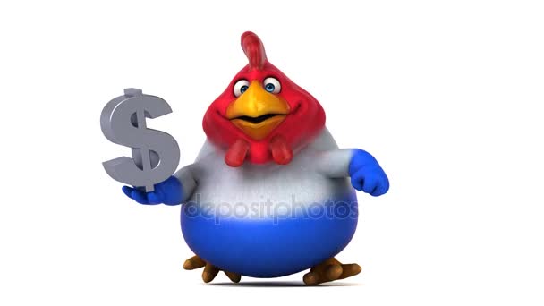 Fun cartoon character holding dollar — Stock Video