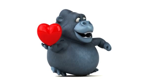 Cartoon character holding heart — Stock Video