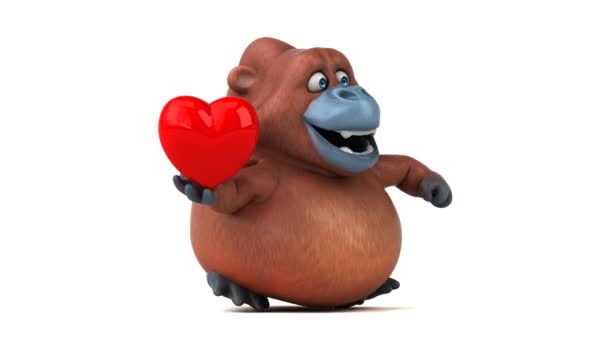 Personagem de desenho animado segurando coração — Vídeo de Stock