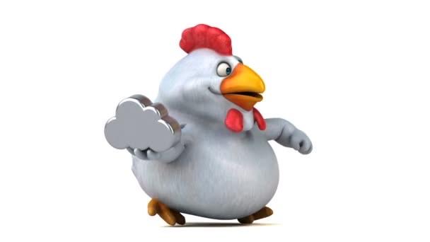 Fun cartoon character holding cloud — Stock Video