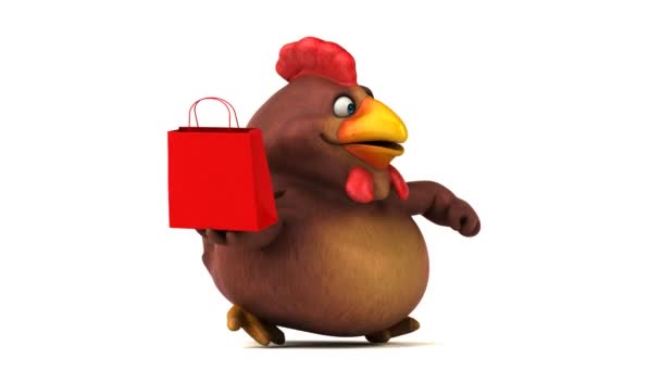 Cartoon character holding shopping bag — Stock Video