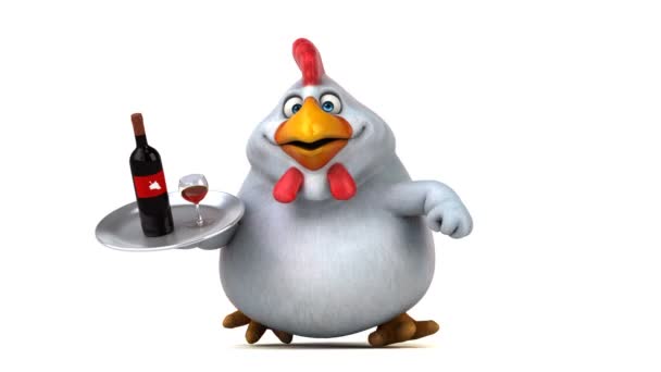 Cartoon character holding wine — Stock Video