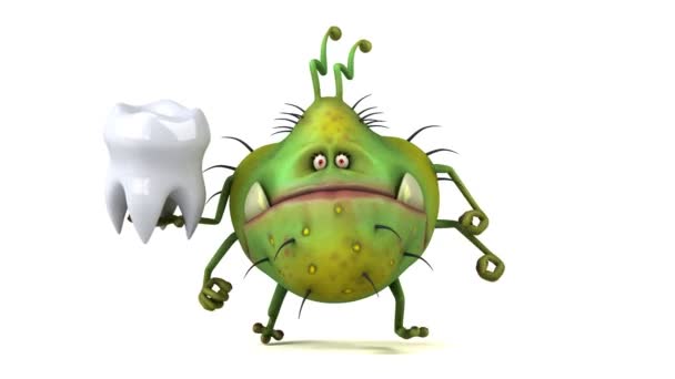Funny cartoon character holding tooth Stock Footage
