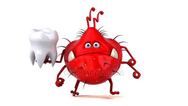 Personagem de desenho animado engraçado segurando dente — Vídeo de Stock
