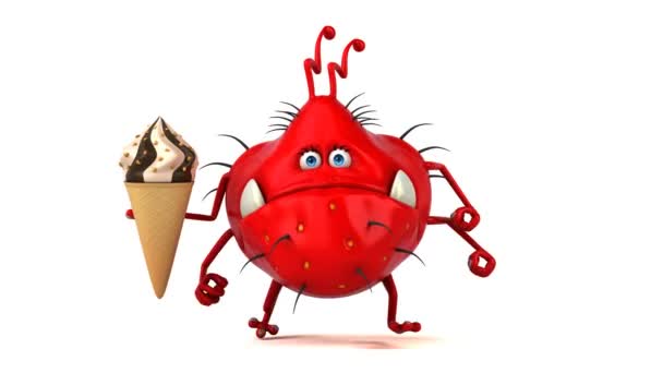 Cartoon character holding ice cream — Stock Video