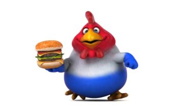 Eğlenceli çizgi film karakteri holding hamburger