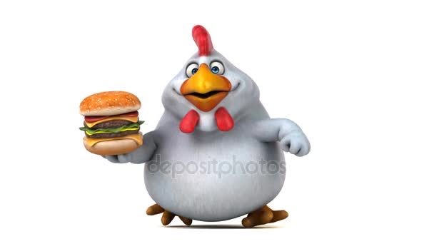 Zeichentrickfigur mit Hamburger — Stockvideo