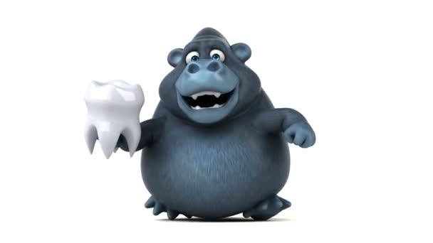 Cartoon character  holding tooth — Stock Video