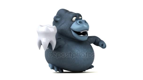 Cartoon character  holding tooth — Stock Video