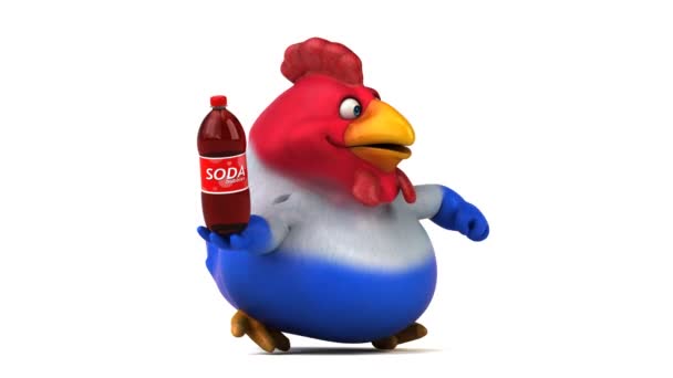 Funny cartoon character holding soda — Stock Video