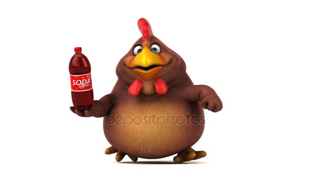 Funny cartoon character holding soda — Stock Video