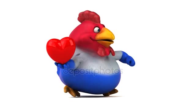 Funny cartoon character with heart — Stock Video