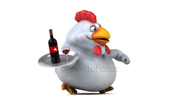 Cartoon character holding wine — Stock Video