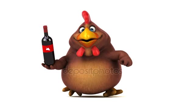 Cartoon character holding wine — Stock Video